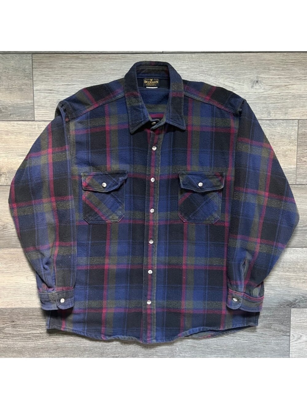 Vintage Deerskin Men's XL Heavyweight 100% Cotton Plaid Flannel Shirt USA NWOT